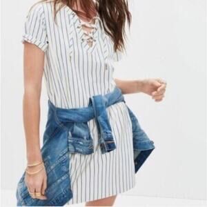 Madewell Harbor Lace-Up Neckline Minimalist Normcore Capsule Wardrobe Dress